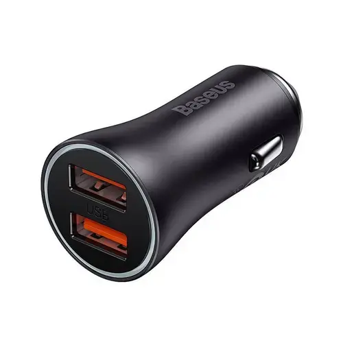 Incarcator Auto Dual Golden Contactor Max, Baseus, 2x USB, 60W, Negru