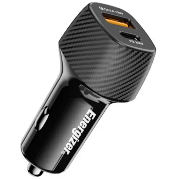 Incarcator Auto Energizer D38BK3, Power Delivery 20W + Quick Charge 3.0 18W, USB-C + USB-A, Negru