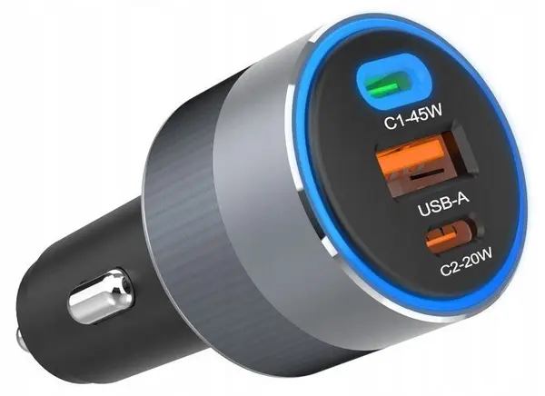 Încărcător auto Forcell – F-Energy Alu, 65W, gri