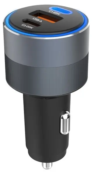 Încărcător auto Forcell – F-Energy Alu, 85W, 2xUSB-C/USB-A, gri