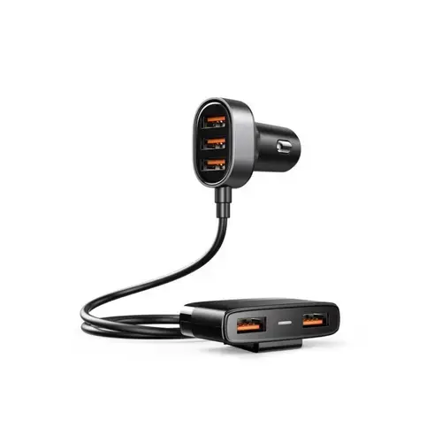 Incarcator Auto Joyroom 6941237122353, 5 x USB, Spliter Cu Cablu, Lungime 1.5m, Negru
