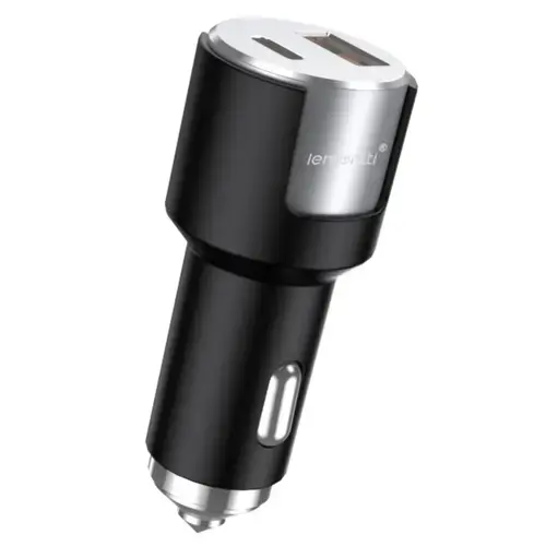 Incarcator Auto Lemontti LIAFCPD20WNA, Fast Charge, 1 x port PD Type-C 20W + 1 x port USB-A QC 3.0 18W, cu cablu Type-C la Type-C 20W, 1m (Negru/Argintiu)