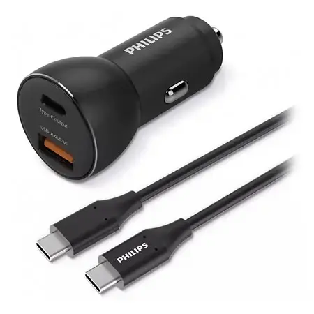 Incarcator auto Philips PH-DLP2521C, 36 W, USB-A, USB Type-C, 1m (Negru)