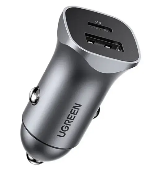 Incarcator Auto UGREEN CD130, 24W, 3A, 1 x USB-A - 1 x USB-C, Gri
