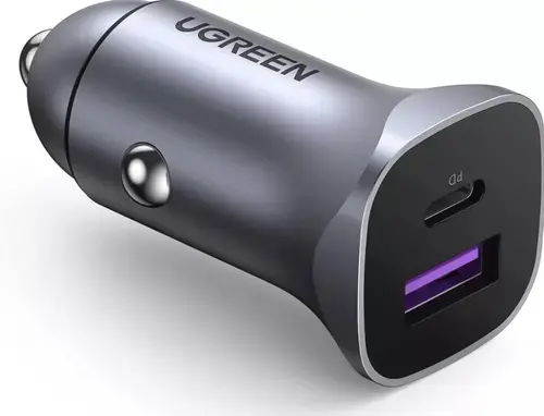 Incarcator Auto UGREEN CD130, 30W, 3A, 1 x USB-A - 1 x USB-C, Gri