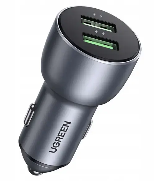 Incarcator Auto UGREEN CD213, 36W, 3A, 2 x USB-A, Gri