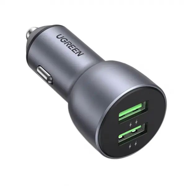 Incarcator Auto UGREEN CD213, 36W, 3A, 2 x USB-A, Gri