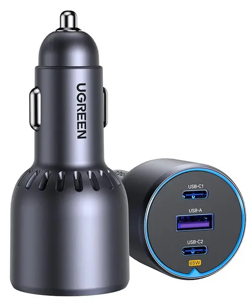Încărcător auto Ugreen – EC703, 75W, 2xUSB-C, gri