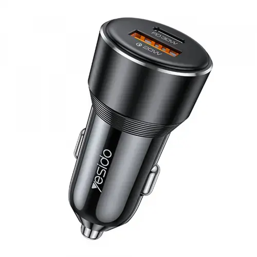 Incarcator Auto Yesido Y64, 50W, 3A, 1 x USB-A - 1 x USB-C (Negru)
