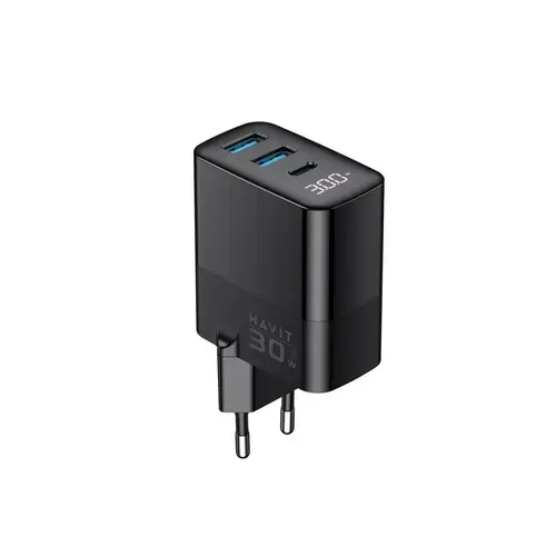 Incarcator priza HAVIT UCLE001 EU, 2 USB-A, 1 USB-C, 30W (Negru)