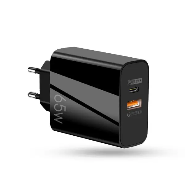 Incarcator Retea, 2 Porturi, 65W, 1 x USB, 1 x Type-C, Negru - Default Title
