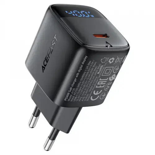 Incarcator Retea Acefast A135 Display, 40W, 3A, 1 x USB-C (Negru)