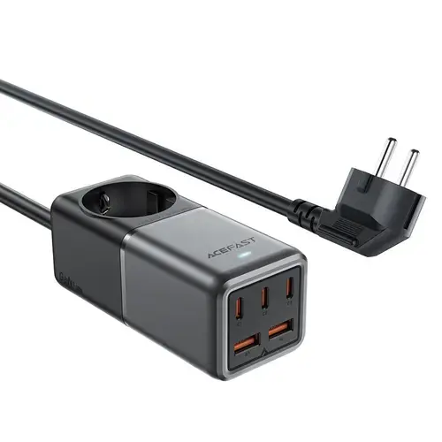 Incarcator Retea Acefast Z2 GaN, 75W, 5A, 1 x Schuko - 2 x USB-A - 3 x USB-C, Gri
