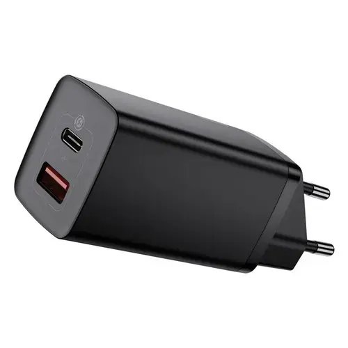 Incarcator Retea Baseus GaN2 Lite CCGAN2L-B01, Quick Charge, 1 x USB Type-C, 1 x USB, 65W (Negru)