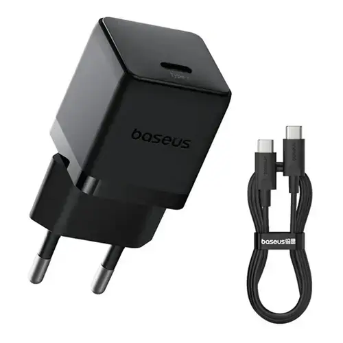 Incarcator retea Baseus Palm, 20 W, 1 x USB Type-C 5V/3.0A, include cablu USB Type-C la USB Type-C 1m (Negru)