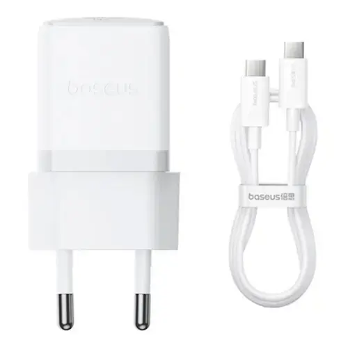 Incarcator retea Baseus Palm, Quick Charge 30W, 1 x USB Type-C 5V/3.0A, include cablu USB Type-C la USB Type-C 1m (Alb)