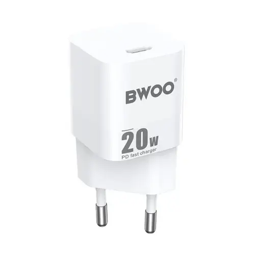 Incarcator Retea BWOO CDA155, 20W, 3A, 1 x USB-C (Alb)
