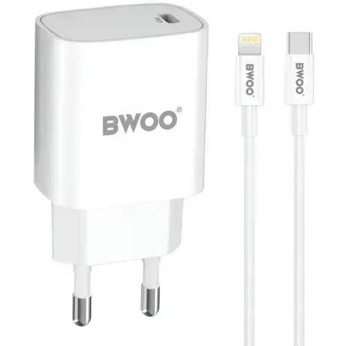 Incarcator retea BWOO CDA159, 20W, Lightning - USB-C (Alb)