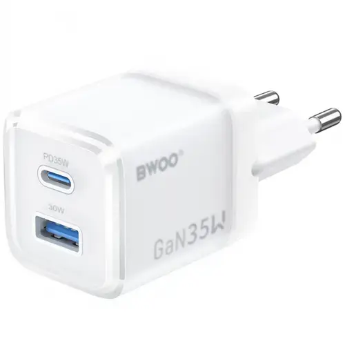 Incarcator retea BWOO CDA222, 35W, 1 x USB-A, 1 x USB-C (Alb)