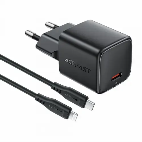 Incarcator Retea Cu Cablu Lightning Acefast A118, 30W, 3A, 1 x USB-C (Negru)