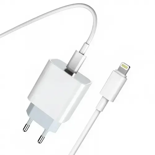 Incarcator Retea Cu Cablu Lightning Prestico F8S, 20W, 3A, 1 x USB-C, Alb