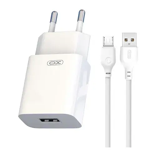 Incarcator Retea Cu Cablu microUSB XO Design L99, 12W, 2.4A, 1 x USB-A (Alb)