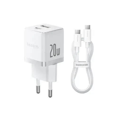 Incarcator Retea Cu Cablu USB-C Baseus Palm, 20W, 3A, 1 x USB-A - 1 x USB-C, P10111608213-01 (Alb)