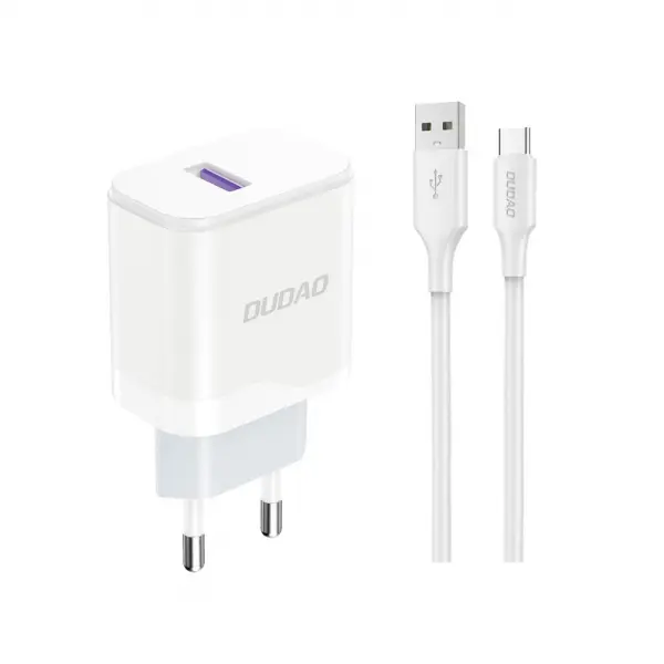 Incarcator Retea Cu Cablu USB-C Dudao A20EU, 18W, 3A, 1 x USB-A, Alb