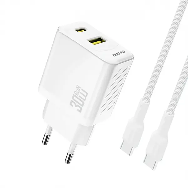 Incarcator Retea Cu Cablu USB-C Dudao A27TCEU, 30W, 1 x USB-A - 1 x USB-C, Alb