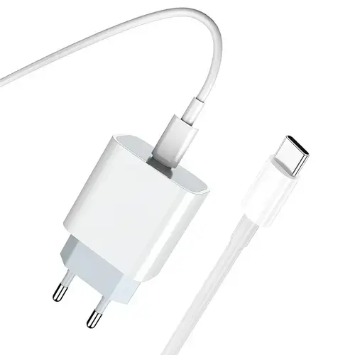 Incarcator Retea Cu Cablu USB-C Prestico F8S, 20W, 3A, 1 x USB-C (Alb)