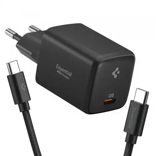 Incarcator Retea Cu Cablu USB-C Spigen EE451EU Essential, 45W, 3A, 1 x USB-C, ACH09474 (Negru)