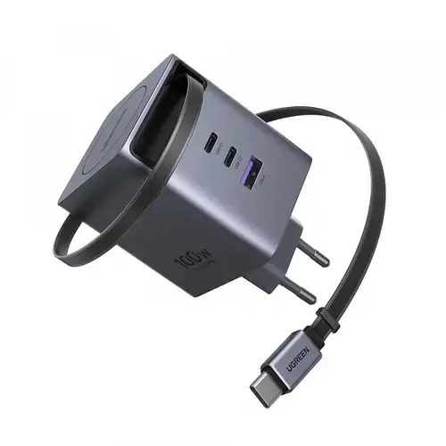 Incarcator Retea Cu Cablu USB-C UGREEN X616 (65828), 100W, 5A, 1 x USB-A - 3 x USB-C (Gri)