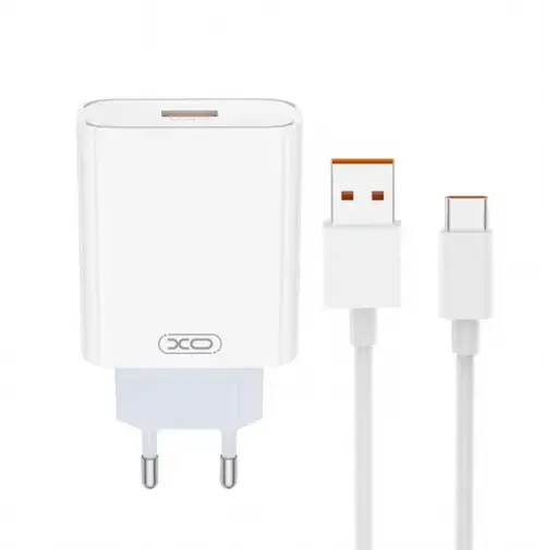 Incarcator Retea Cu Cablu USB-C XO Design L164, 30W, 1 x USB-A (Alb)
