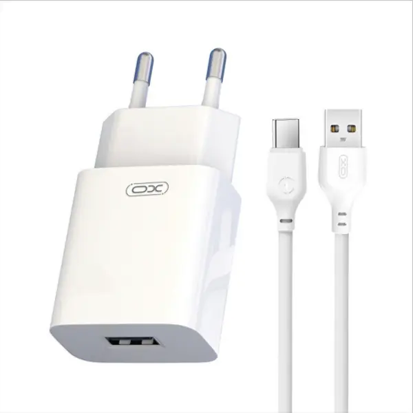 Incarcator Retea Cu Cablu USB-C XO Design L99, 12W, 2.4A, 1 x USB-A, Alb