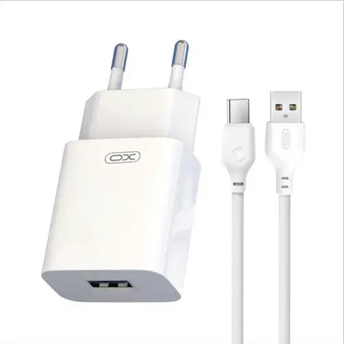 Incarcator Retea Cu Cablu USB-C XO Design L99, 12W, 2.4A, 1 x USB-A (Alb)