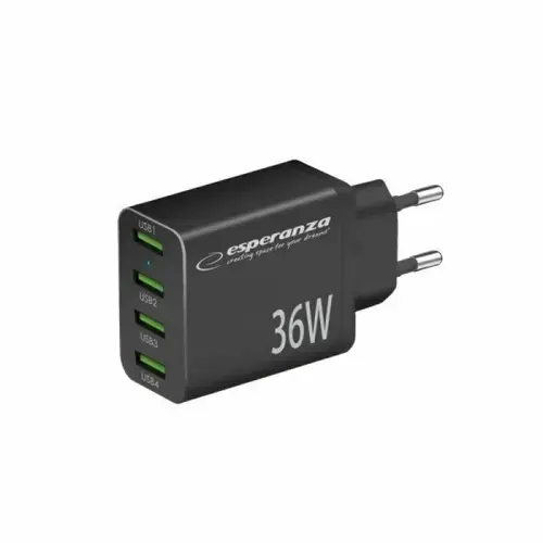 Incarcator retea Esperanza EZC107K, 36W, 4 x Usb-A, QC 18W, Negru