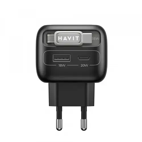 Incarcator retea HAVIT UC251, 35W, 1 x USB-A, 1 x USB-C (Negru)