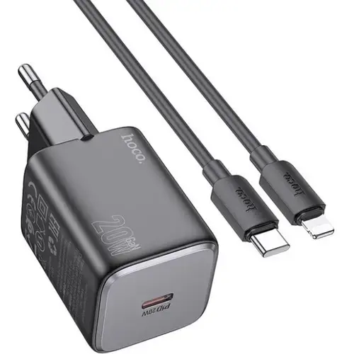 Incarcator Retea HOCO N40, 20 W, 3 A, USB-C, cablu Lightning (Negru)