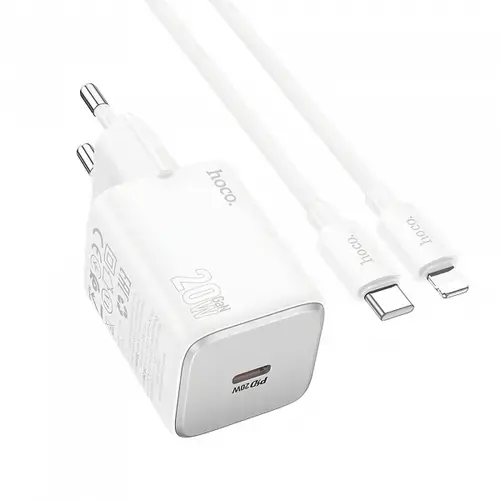 Incarcator retea HOCO N40, 20W, Lightning - 1 x USB-C (Alb)