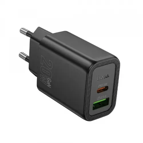 Incarcator Retea HOCO N61, 20W, 3A, 1 x USB-A - 1 x USB-C (Negru)
