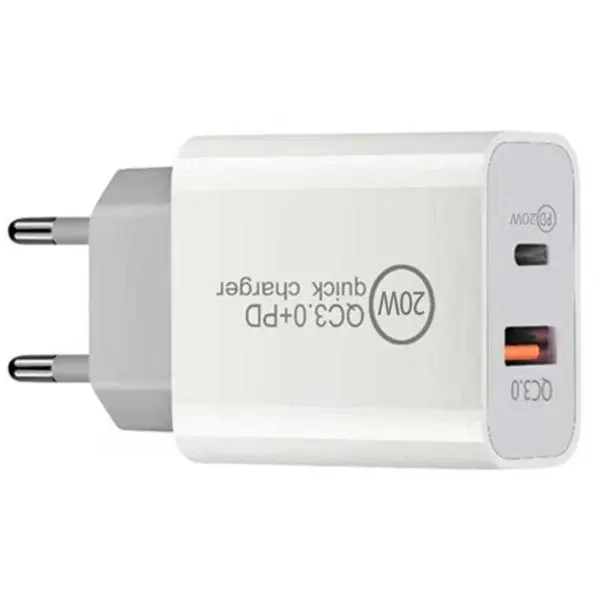 Incarcator retea Lemontti, Type-C, Quick Charge 20W, Power Delivery, Alb
