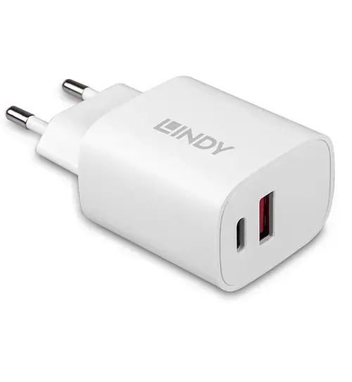 Incarcator retea Lindy LY-73413, 1 x USB-C, 1x USB Type-A, 20W