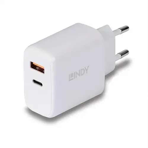 Incarcator retea Lindy USB A & C, 30W, 1x USB Type A, 1 x USB Type C 3A (Alb)