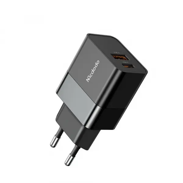 Incarcator Retea McDodo CH-1951 Hydrogen, 20W, 3A, 1 x USB-A - 1 x USB-C, Negru