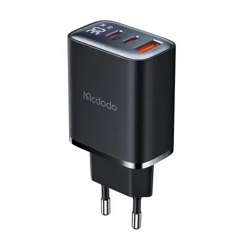 Incarcator retea McDodo CH-2180 Display, 30W, 1 x USB-A, 2 x USB-C (Negru)