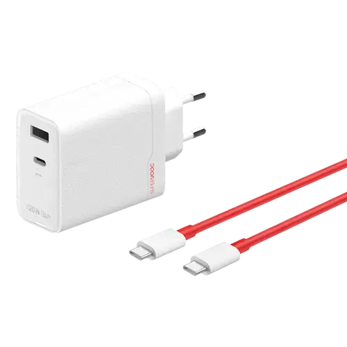 Incarcator retea OnePlus SUPERVOOC Dual Port, 120 W, USB Type-C + USB-A, Cablu USB Type-C 1m (Alb)