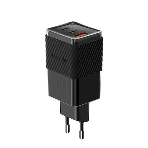 Incarcator Retea Port 2xType-C si 1xUSB-A Mcdodo Dichromatic GaN5 Mini, Fast Charging PD 67W, Negru