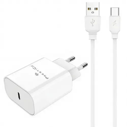 Incarcator retea Prestico F15S-C, 30W, 1 x USB-C (Alb)