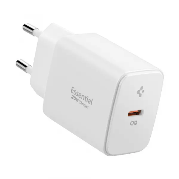 Incarcator Retea Spigen Essential, 20W, 3A, 1 x USB-C, Alb ACH08701