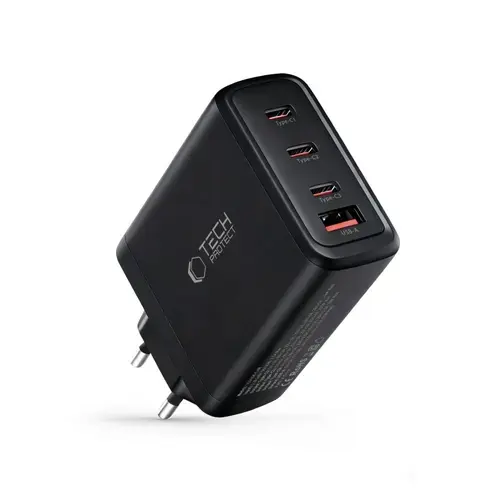 Incarcator retea Tech-Protect NC140W-GAN, 3x USB-C, 1x USB-A, Power Delivery 140W, Negru